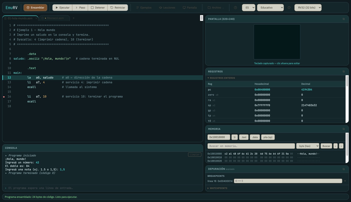 EmuRV showing a user-built custom theme